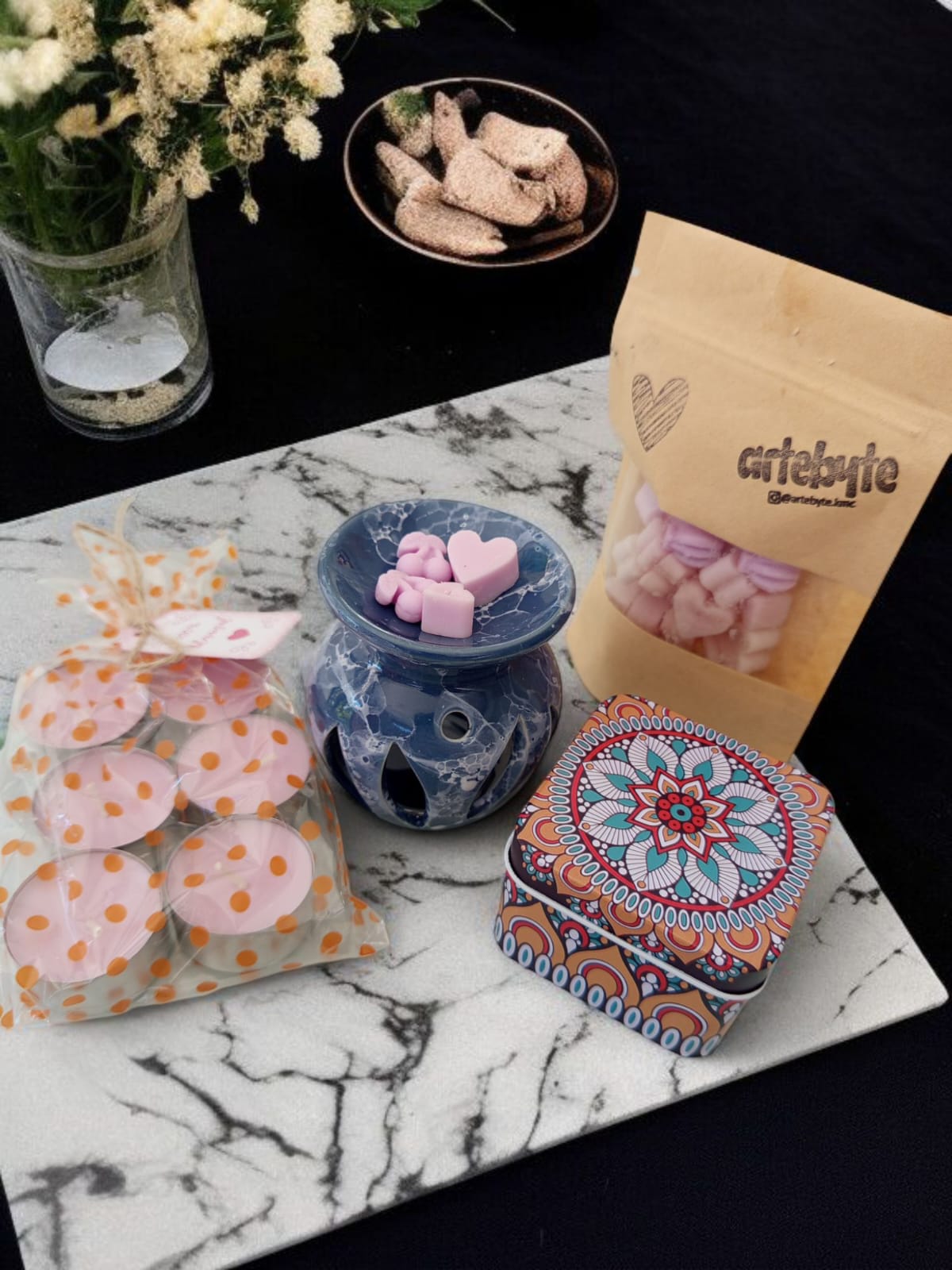 KIT DIFUSOR AROMATIZADOR - CERÂMICA RECHAUD AZUL MÁRMORE