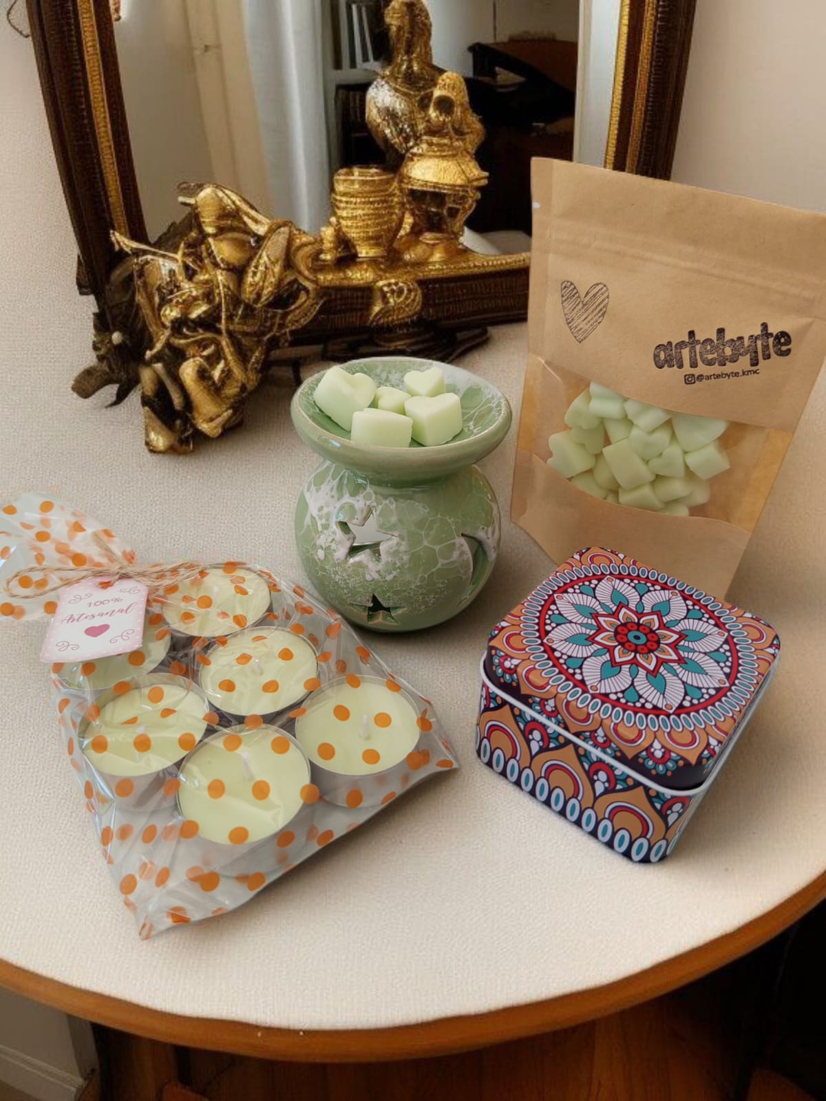 KIT DIFUSOR AROMATIZADOR - CERÂMICA RECHAUD VERDE MÁRMORE