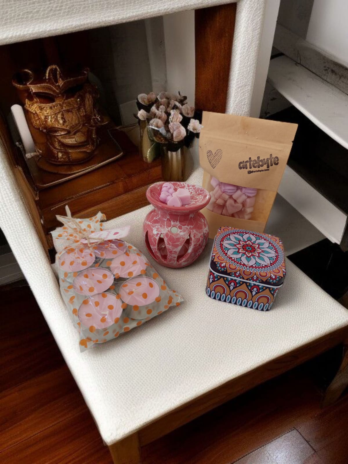 KIT DIFUSOR AROMATIZADOR - CERÂMICA RECHAUD ROSA MARMORE