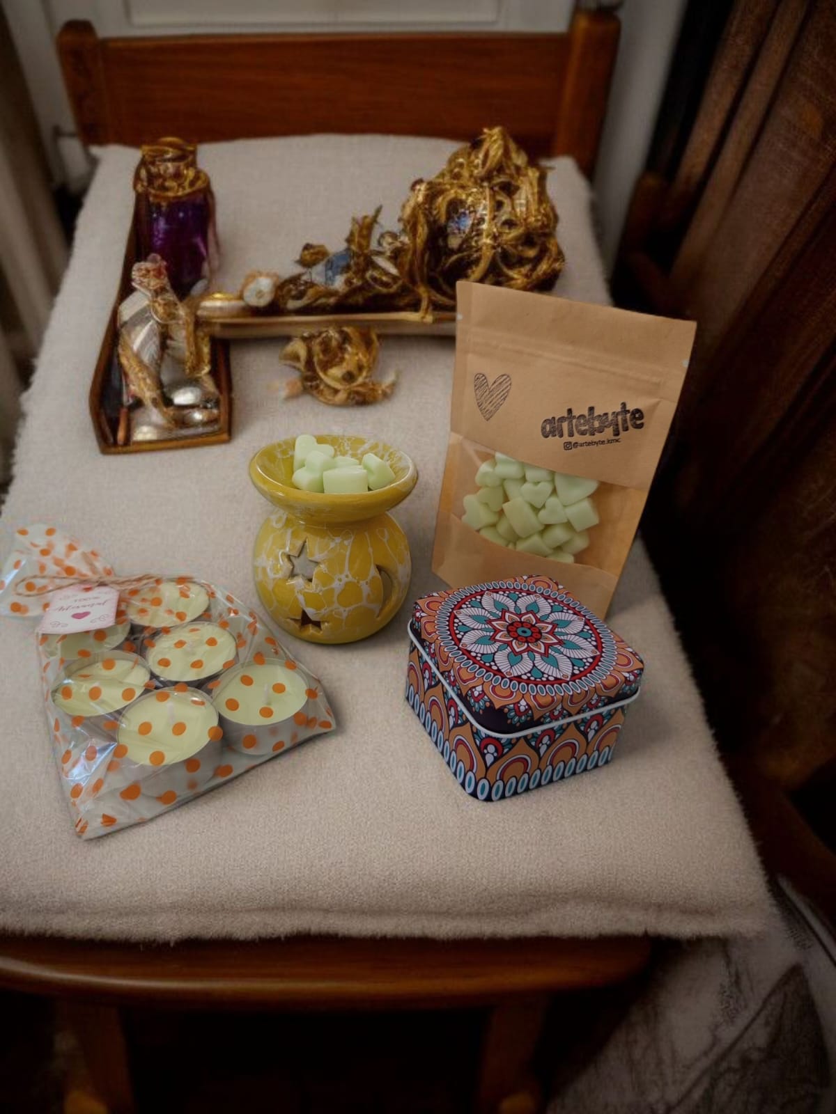 KIT DIFUSOR AROMATIZADOR - CERÂMICA RECHAUD AMARELHO MÁRMORE